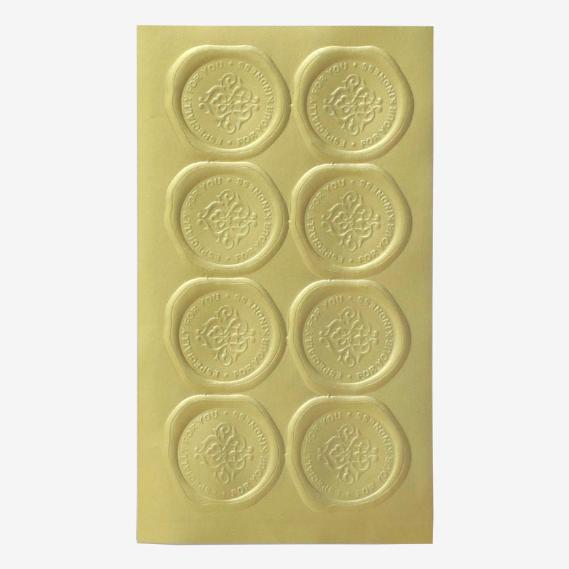 A gold fire print sticker spot baking gift sealing sticker self-adhesive sticker label sealing sticker 8 pcs/sheet MOQ: 50PIECE - Mixbatch