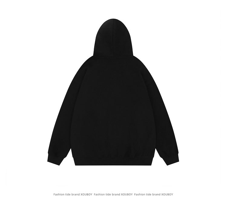 A printed zip hooded sweater