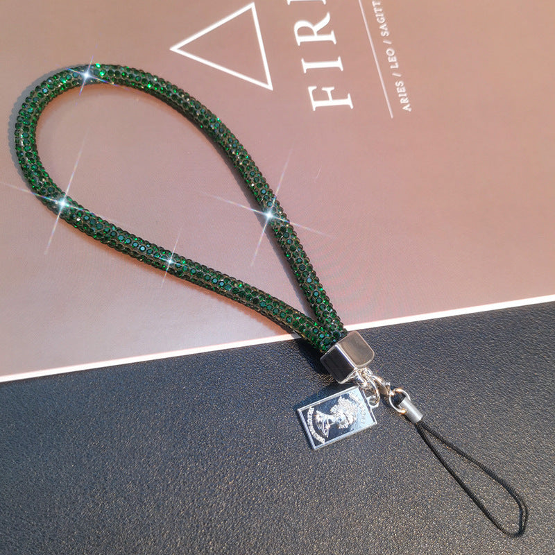 A Mobile phone lanyard length Wrist rhinestone lanyard Women's high-end luxury full diamond pendant Colorful fashion pendant - Mixbatch
