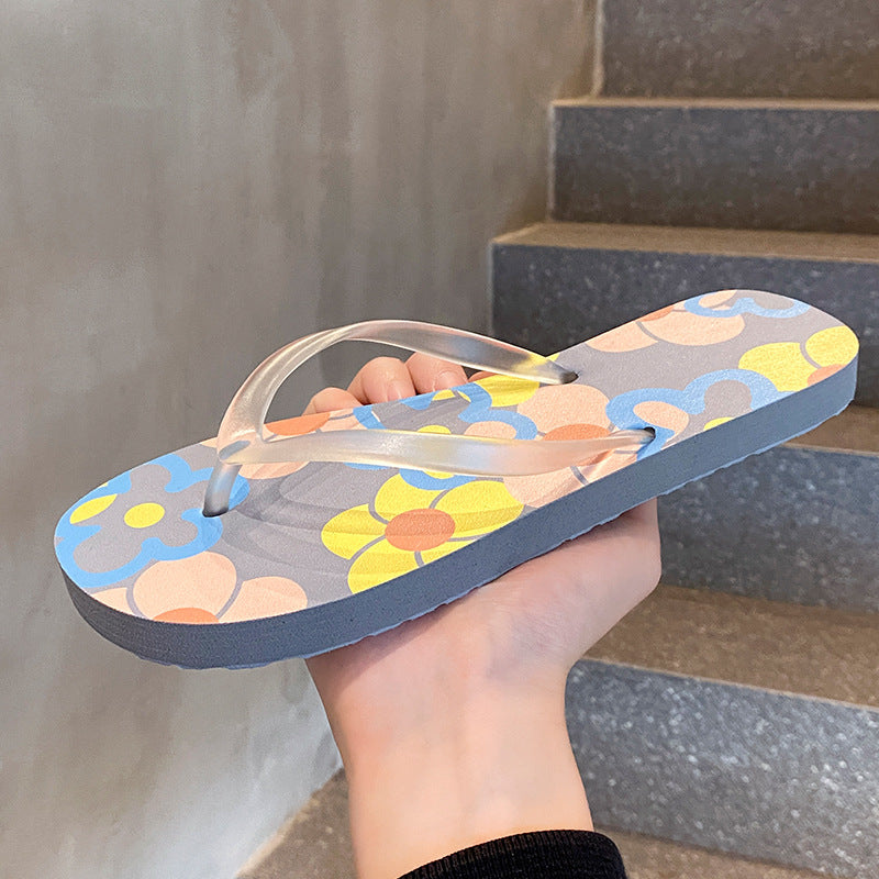A non-slip ns tide i fashion beach pinch flip-flops women's slippers couple splint sandals summer wear new flower shoes