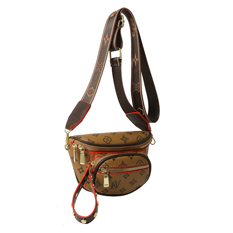 A new retro multi-layer shoulder messenger bag simple fashion with ribbon breast bag women's trend