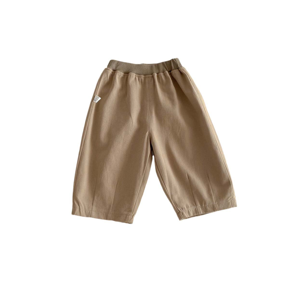 A Children's Spring/Summer Solid Color Casual Pants Baby Woven Cotton Wide Leg Pants for Boys and Girls Korean Edition Outgoing Pants with Open Crotch - Mixbatch