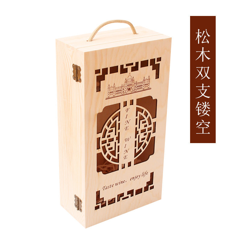 A red wine gift box single wooden box high-end solid wood packaging box wine box paulownia pine