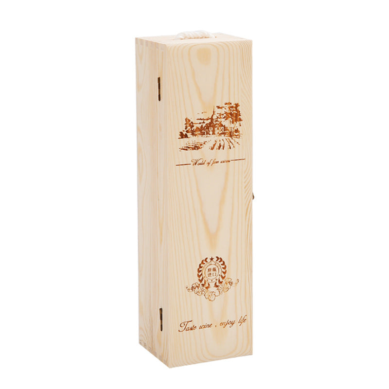 A red wine gift box single wooden box high-end solid wood packaging box wine box paulownia pine