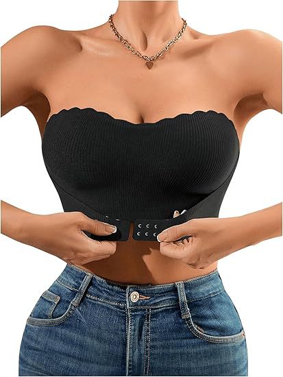 A Wavy Edge Breathable Strapless Front Closure Bra