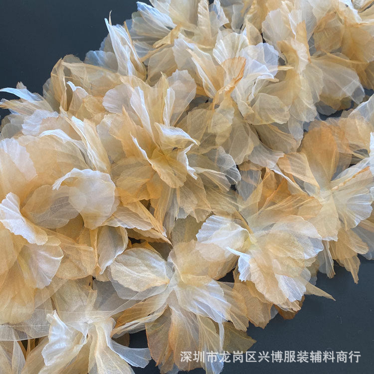 A 14cm three-dimensional organza lace DIY gradual change handmade flower clothing accessories decorative flower ballet doll dance dress - Mixbatch