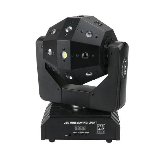 مصباح رأس متحرك 3 في 1 مزود بـ 16 مصباح LED، ضوء ليزر، ضوء مسرح دوار