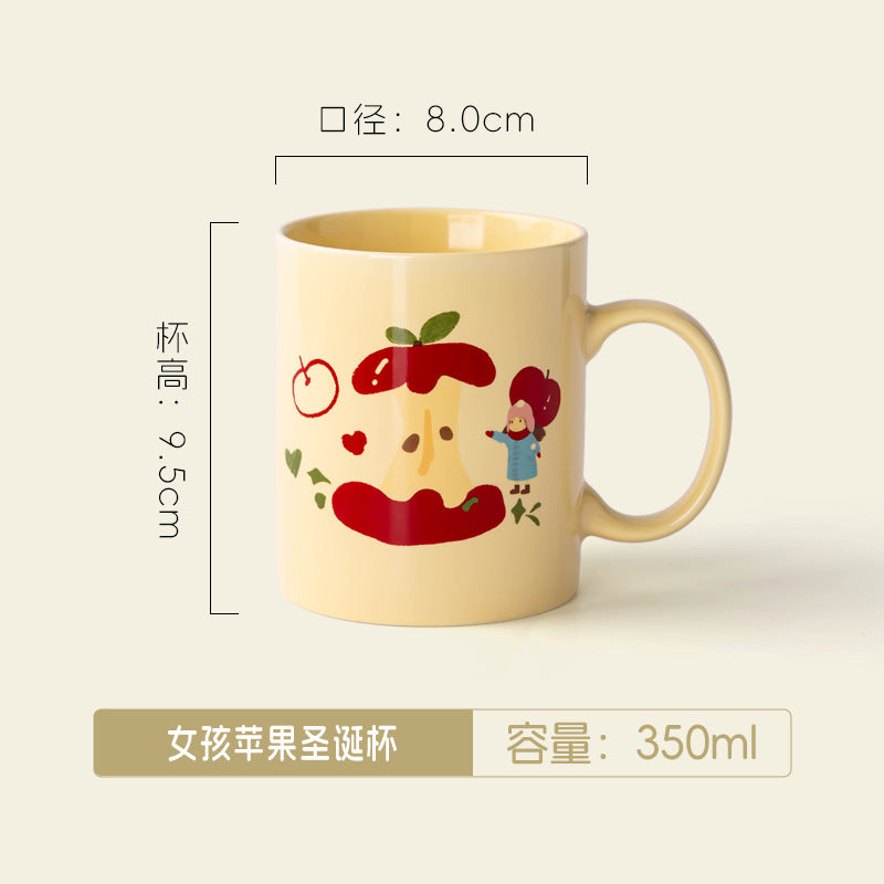 A Christmas Mug Ceramic Cup with Lid Spoon