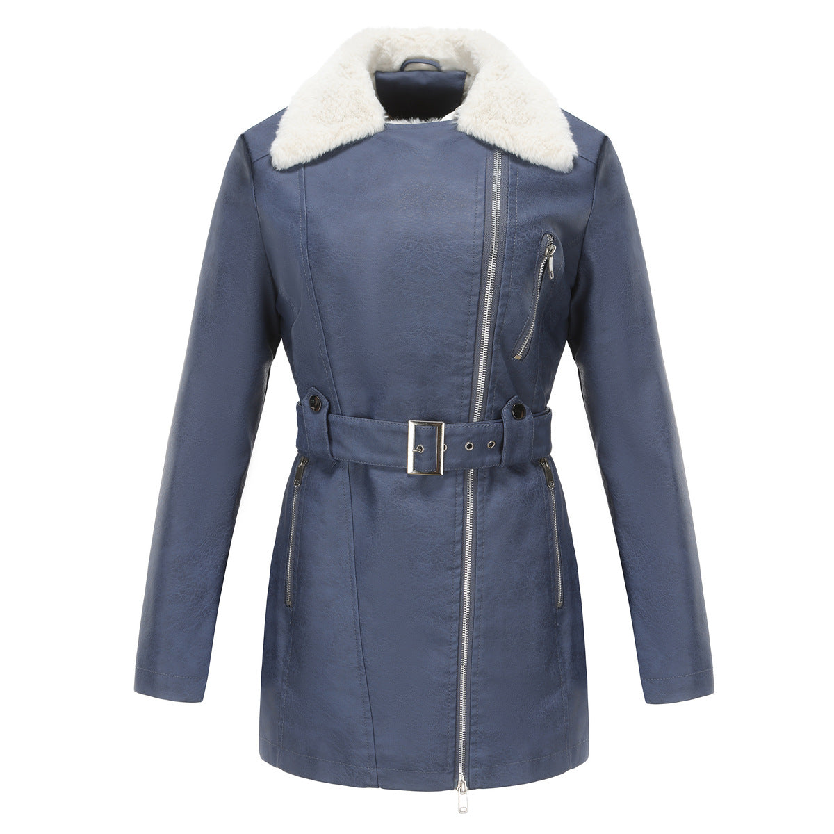 A women's fleece leather jacket