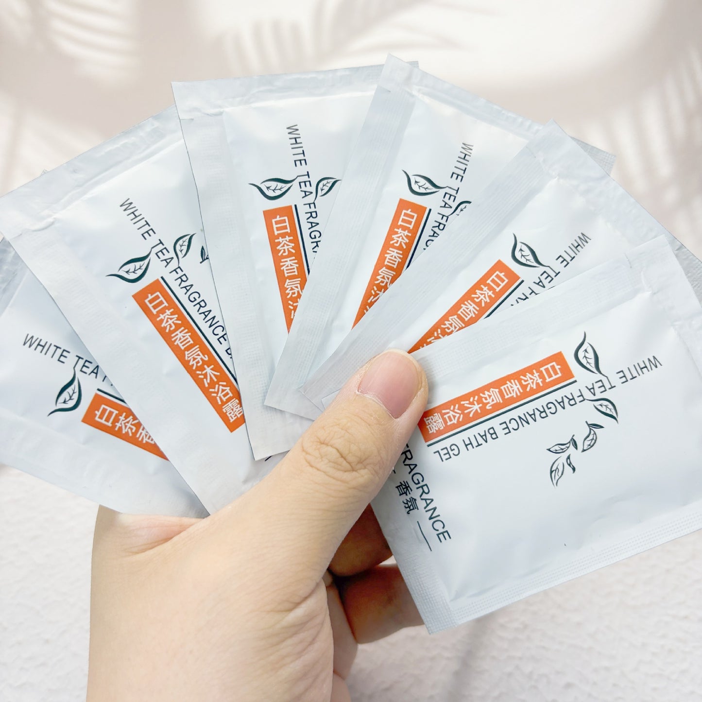 1000 pieces Free shipping by sea to Beirut White Tea Shampoo Body Wash Hotel Disposable Shampoo Body Wash Bag