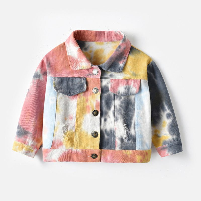 A children's tie-dye denim jacket