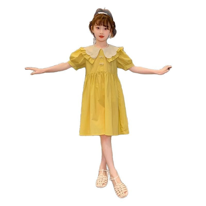 A girls dress summer new foreign style children's summer princess dress girls older children doll collar skirt