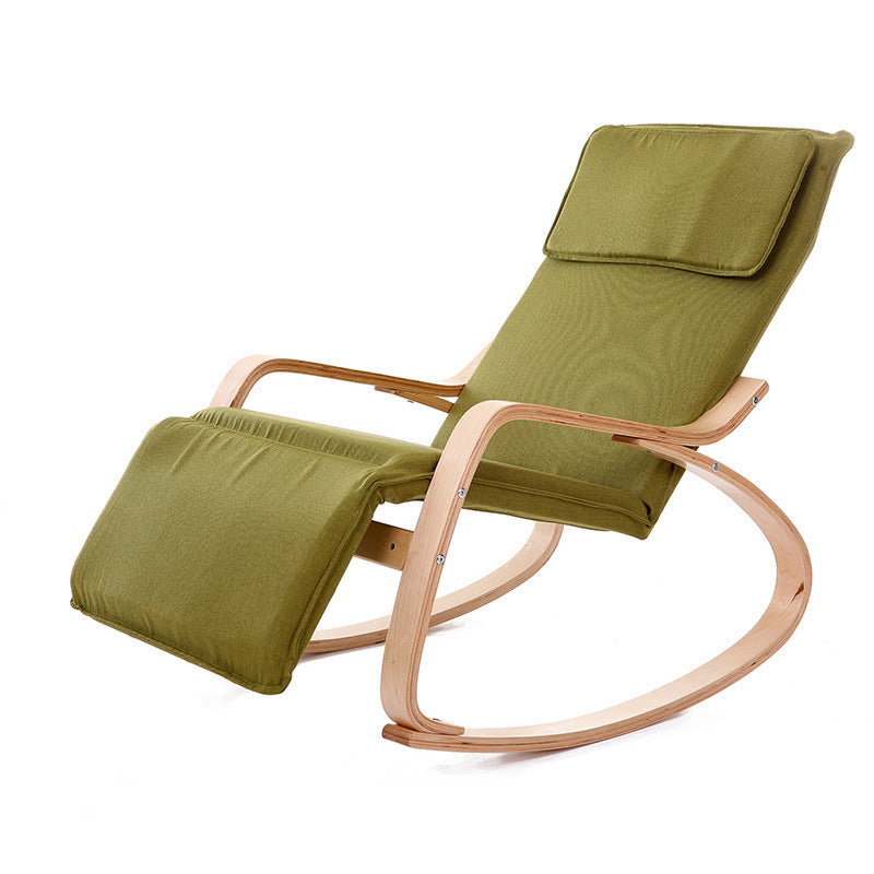 A Solid wood curved wooden rocking chair Lazy sofa Nordic lazy boon rocking chair recliner balcony living room nap adult