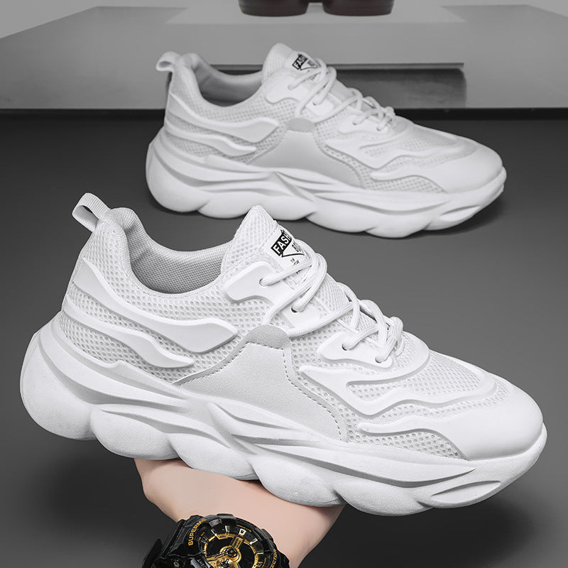 A new versatile men's shoes spring casual running sports shoes breathable men's lightweight thick-soled heightening trendy dad shoes - Mixbatch