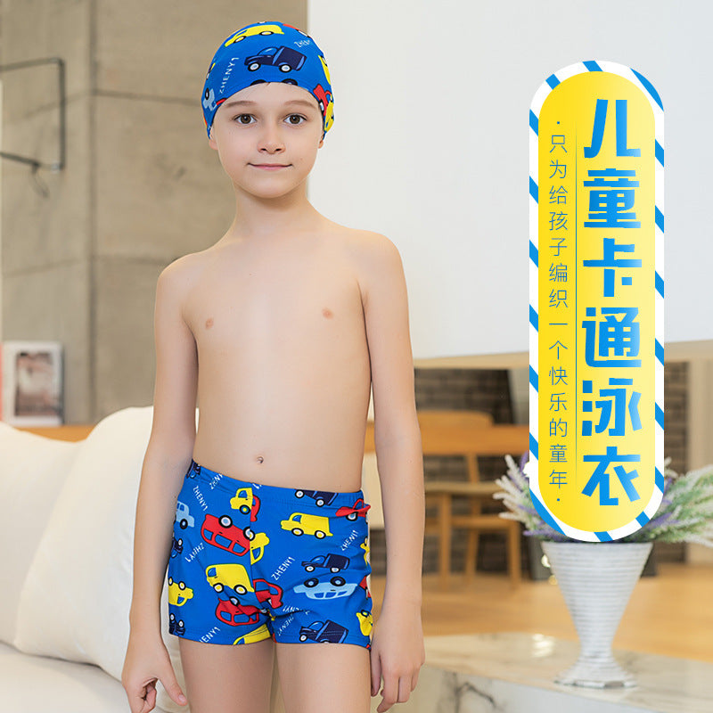 A swimming trunks swimming cap two-piece set boys split swimsuit set