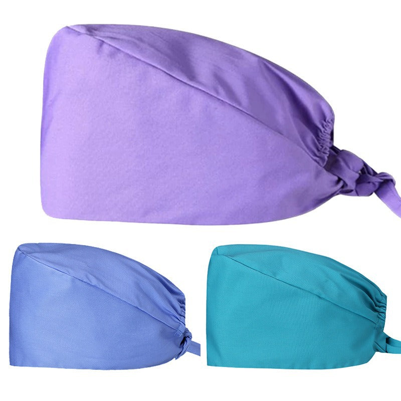 A Cross-border surgical cap Cotton solid color nurse operating room cap Sweat-absorbing and windproof confinement cap Dental dentist cap