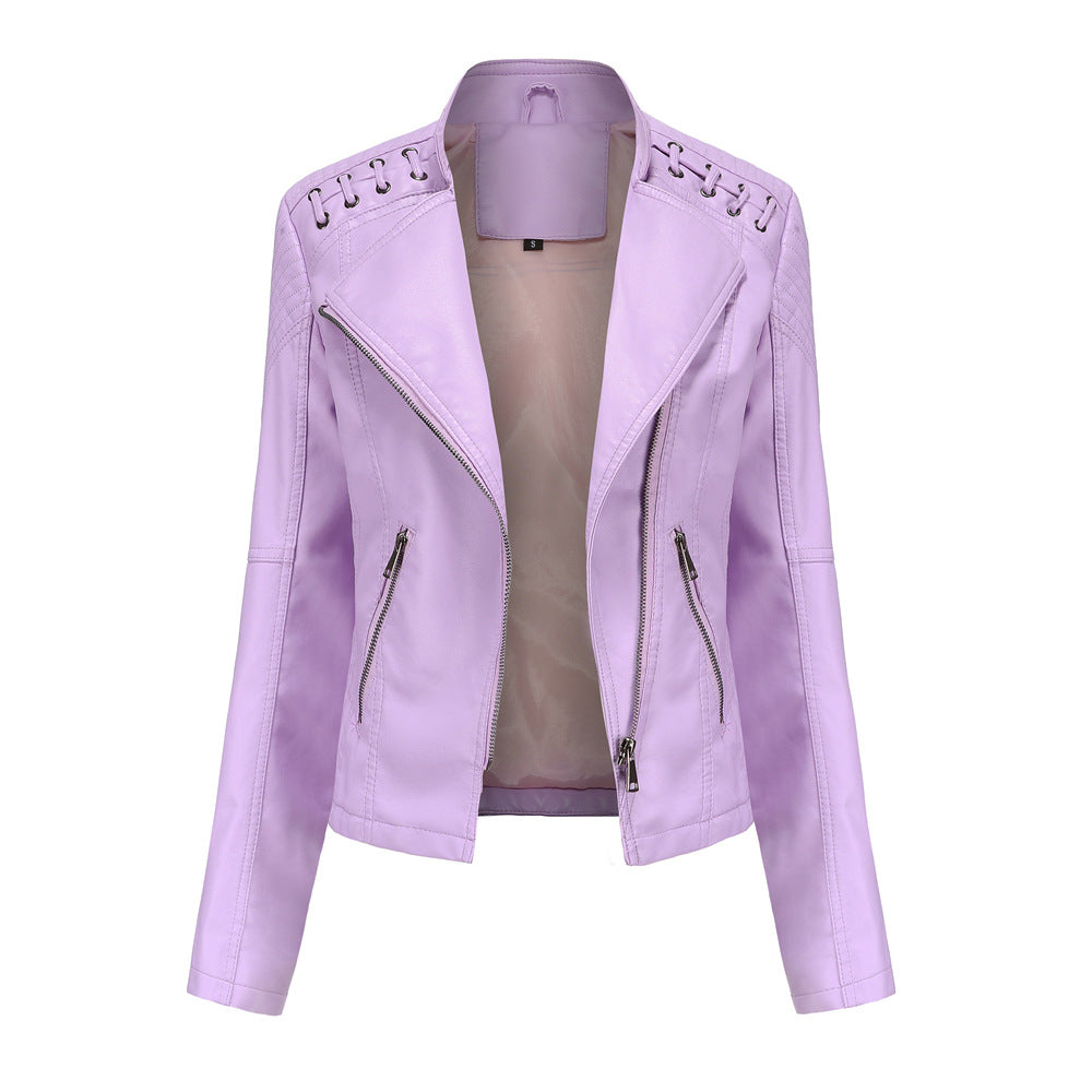 A women's leather jacket