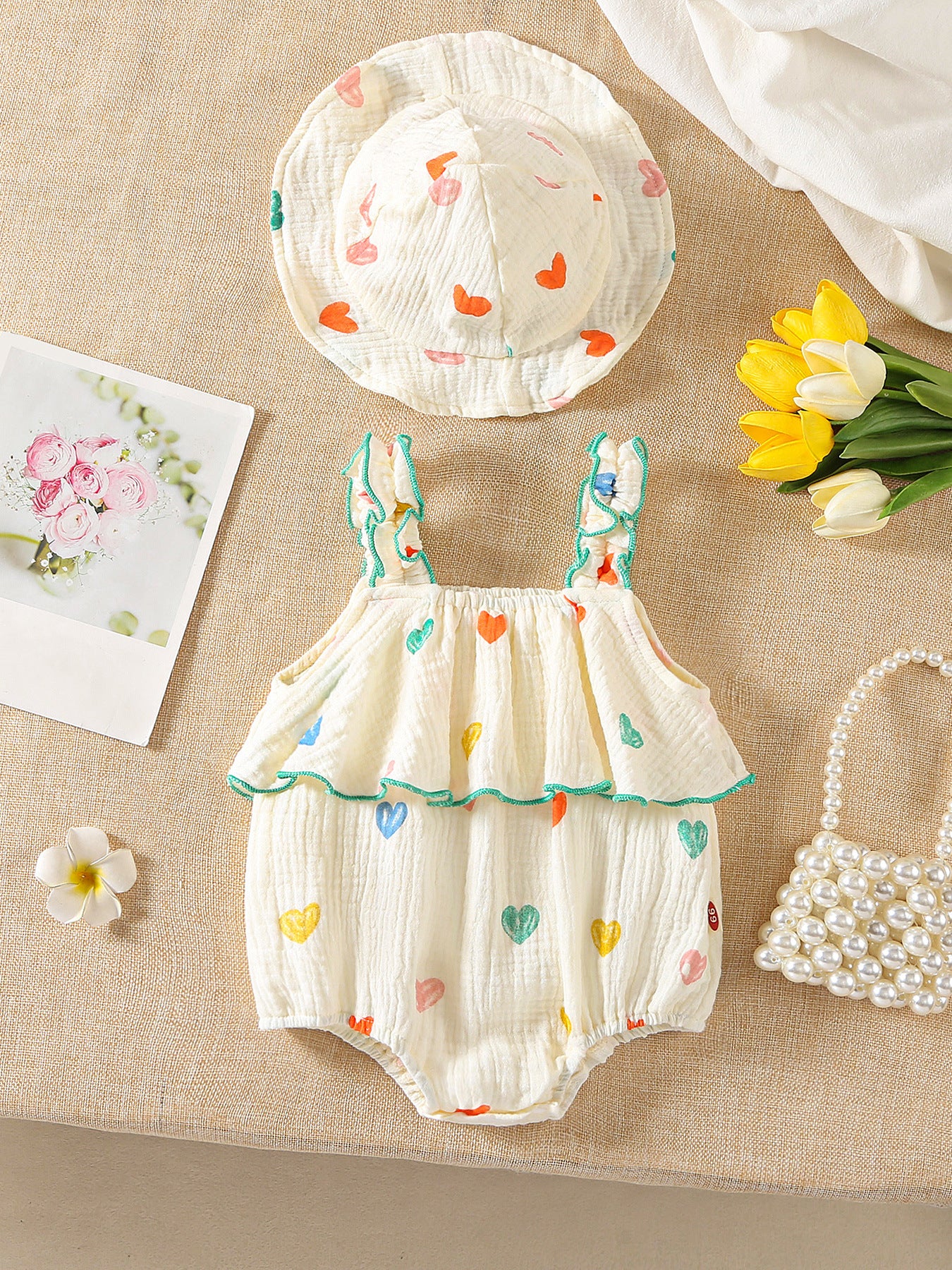 A baby onesie summer baby girl sleeveless climbing clothes girls ins floral Romper fashionable comfortable and cute