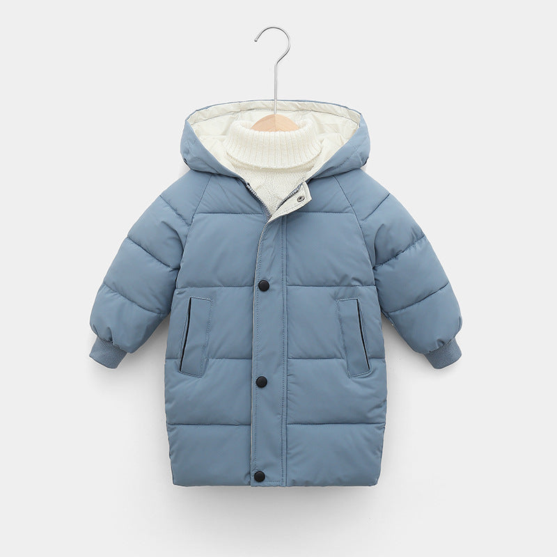 A Autumn and winter thickened children's down cotton clothes short boys and girls medium children Korean version hooded jacket