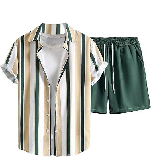 A Men's Short Sleeve Shorts Shirt Set