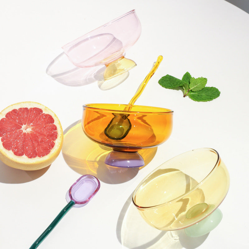 A Household heat-resistant transparent glass bowl, baked egg-beating instant noodle salad bowl, thickened large-capacity Japanese noodle poon soup bowl