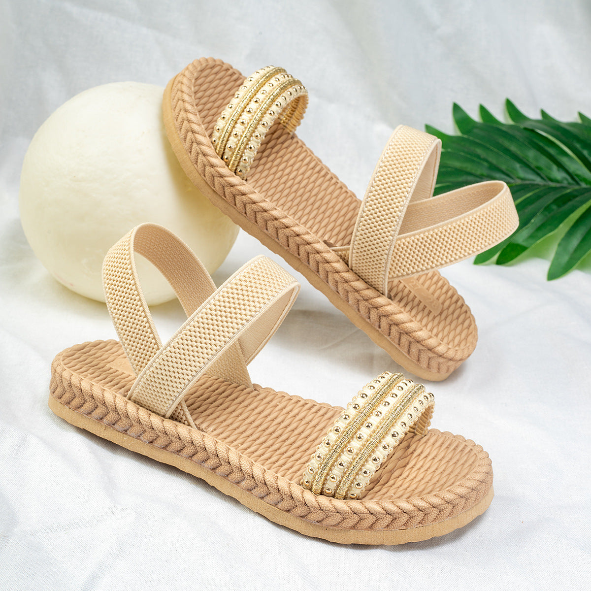 A flat sandals comfortable girls strap elastic sandals lightweight fashion outdoor trendy shoes - Mixbatch