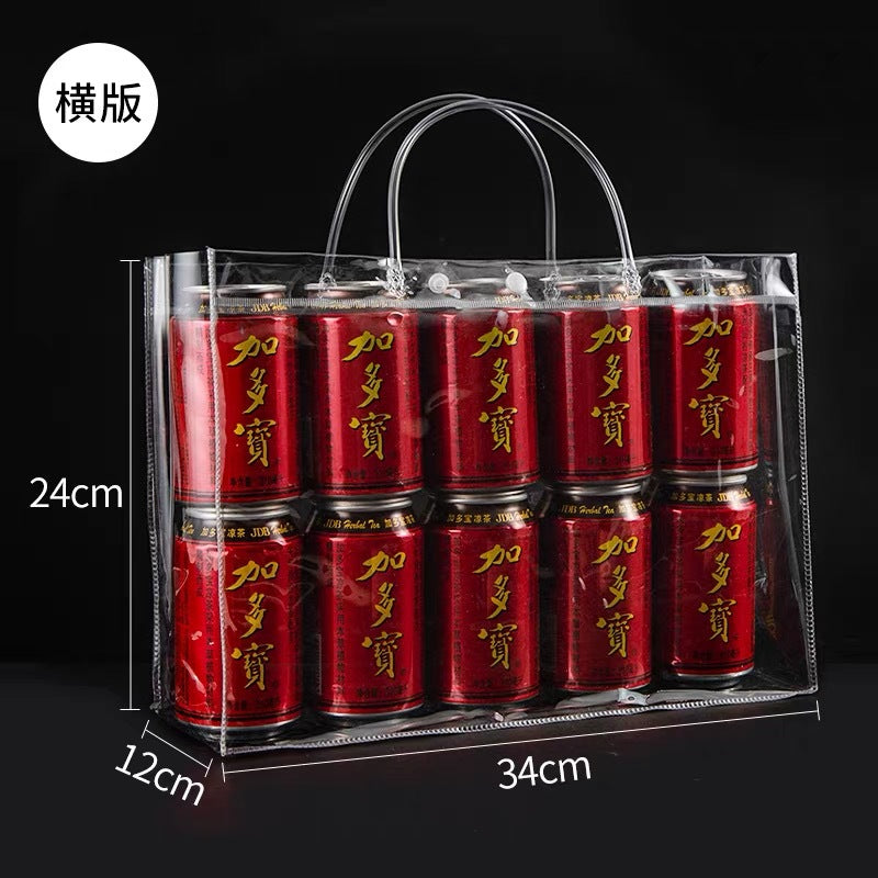 A spot stall pvc plastic tote bag transparent hose thickened red wine packaging bag gift bag