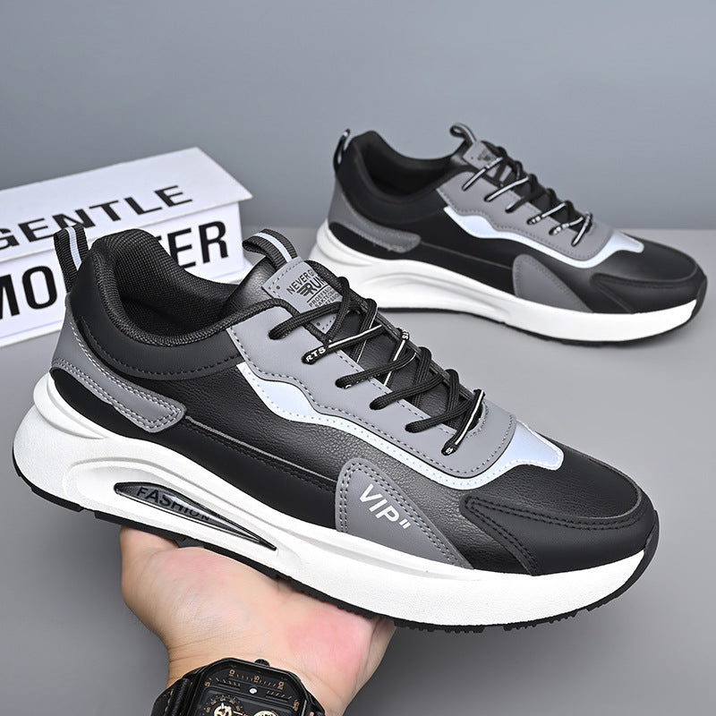 A soft-soled mesh men's shoes, new summer 2024 comfortable and trendy running sports shoes, leather non-slip and versatile casual shoes - Mixbatch