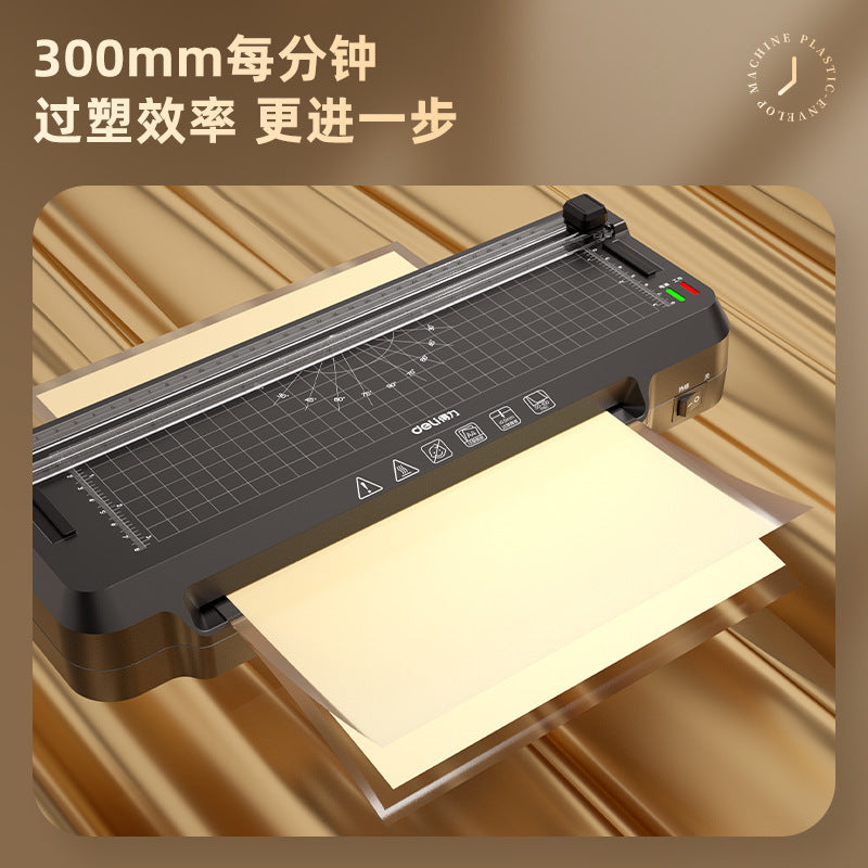 A Deli GQ400 plastic sealing machine office household small cutting rounded corners integrated three-in-one commercial photo molding machine