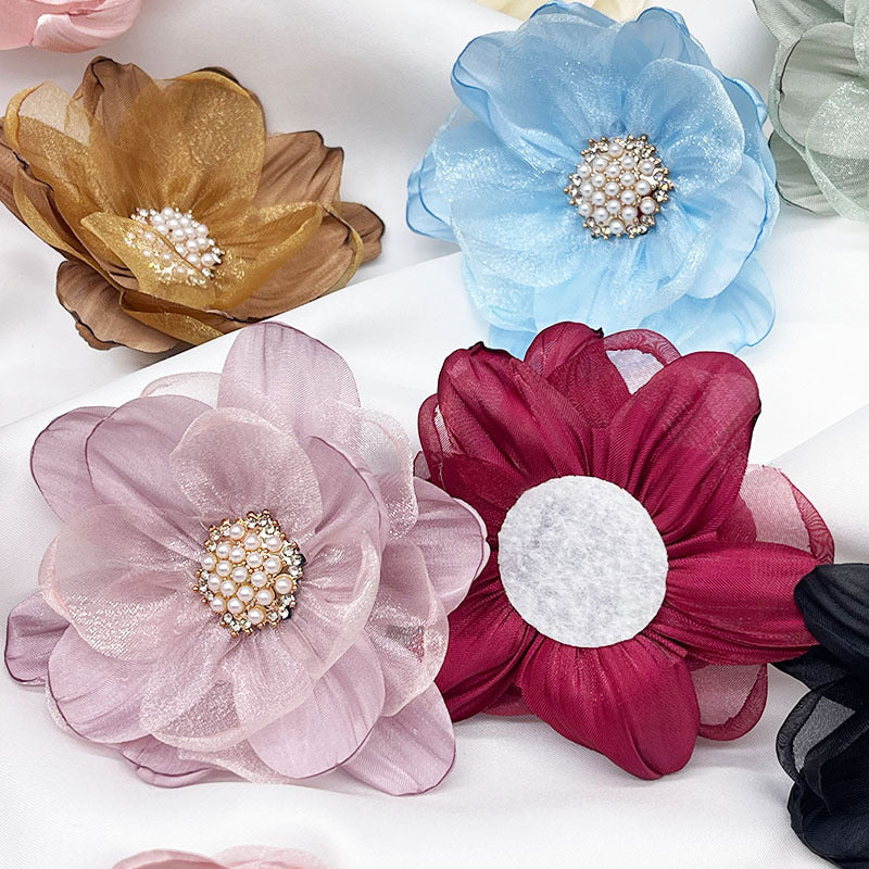 A fabric three-dimensional yarn handmade beads DIY dress shoe flower brooch jewelry accessories Eugen yarn flower accessories - Mixbatch
