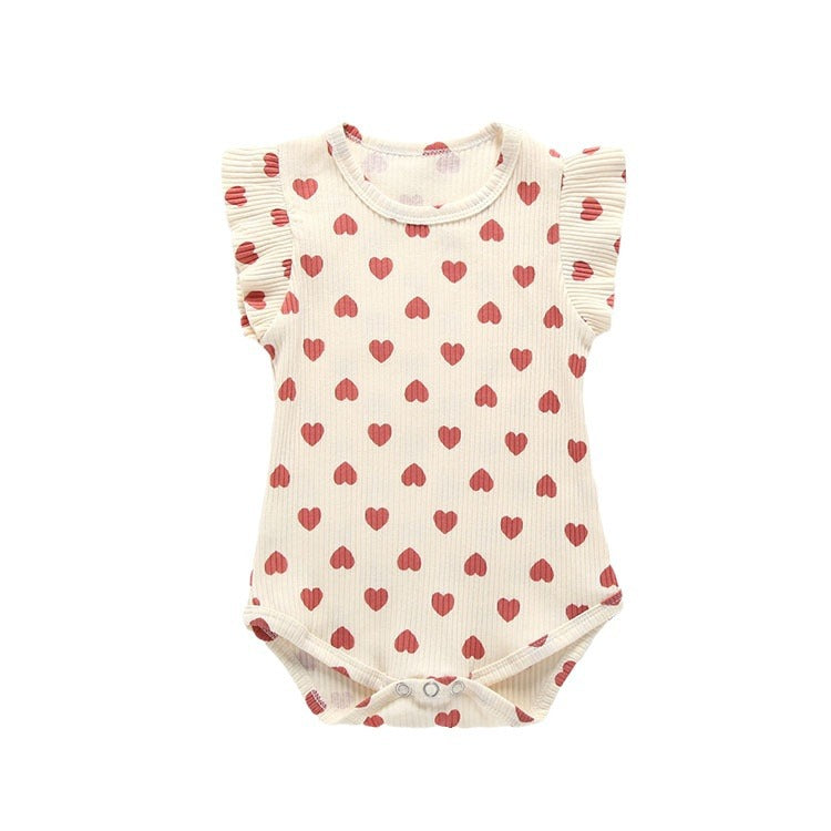 INS A Spring New Products Girls Baby Little Love Fart Romper Baby Cotton Long Sleeve One-piece Climbing Clothing