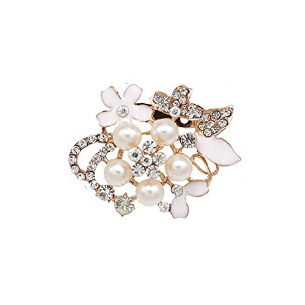 A Cross-border hot-selling Korean version of pearl brooch, high-end diamond-encrusted flower pin, anti-light brooch clothing accessories - Mixbatch