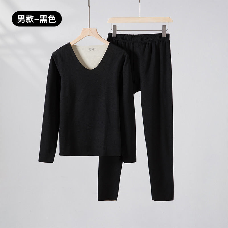 A autumn and winter silk wool thermal underwear female couple German velvet heating thickened primer long johns set wholesale - Mixbatch