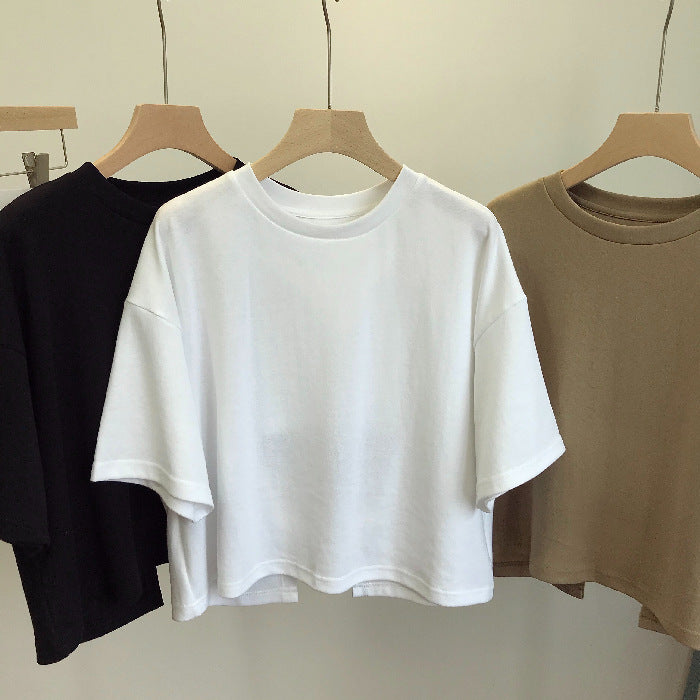 A backless short T-shirt female sweet and spicy Korean version