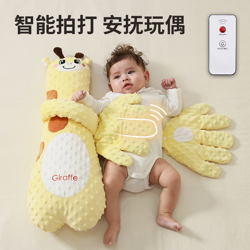 The baby soothes the palm of his hand to sleep, slaps the baby, and the artifact lies down to sleep. The baby prevents startling and sleeps, and slaps the butt to soothe the pillow.