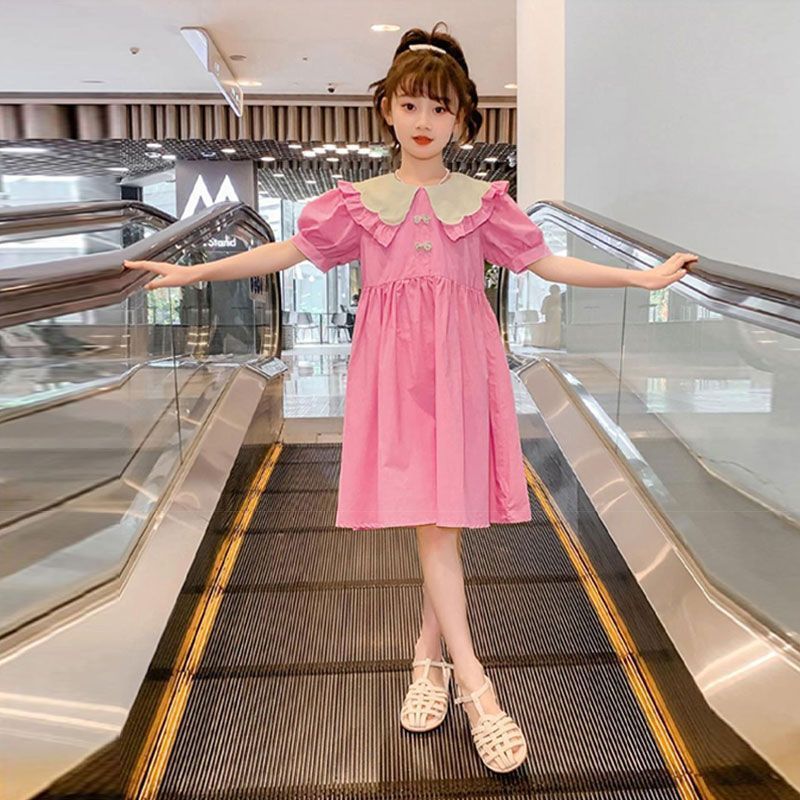 A girls dress summer new foreign style children's summer princess dress girls older children doll collar skirt