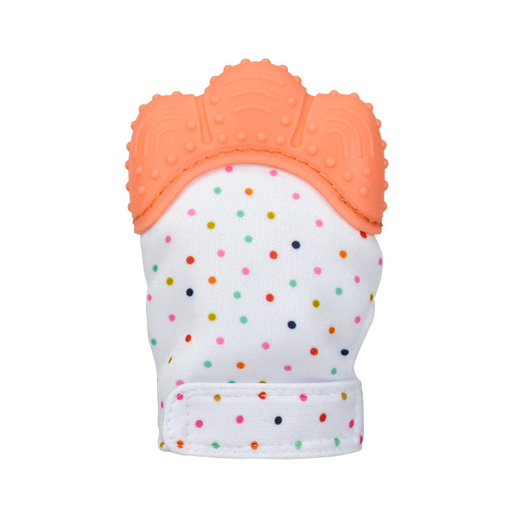 A Silicone molar gloves Food grade Baby imitation finger molar stick Hand guard Sound toy