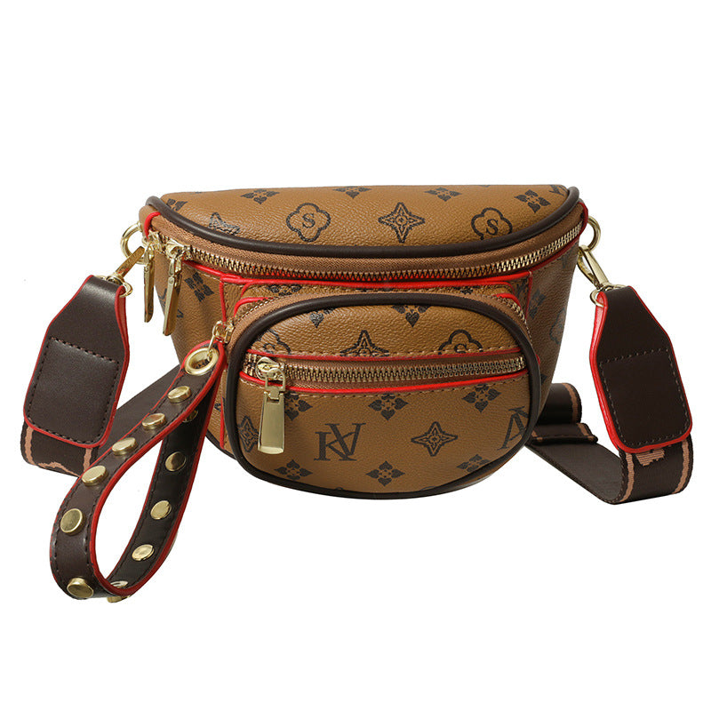 A new retro multi-layer shoulder messenger bag simple fashion with ribbon breast bag women's trend