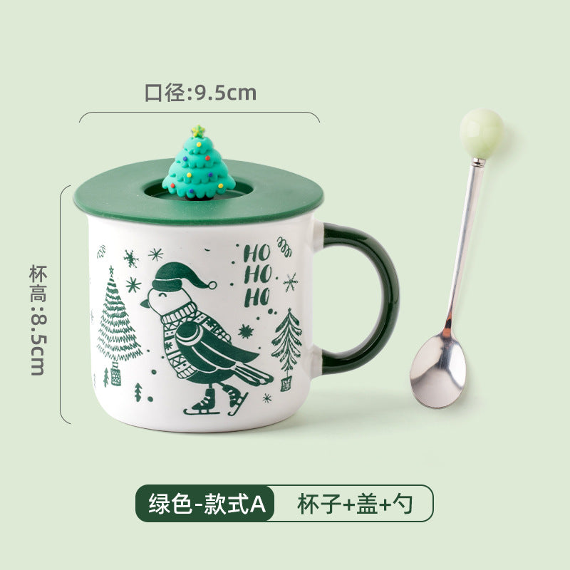 A Christmas mug creative cute cartoon ceramic cup girls coffee cup teacup holiday gift cup