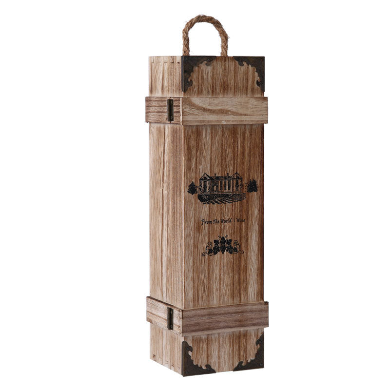 A red wine gift box single wooden box high-end solid wood packaging box wine box paulownia pine