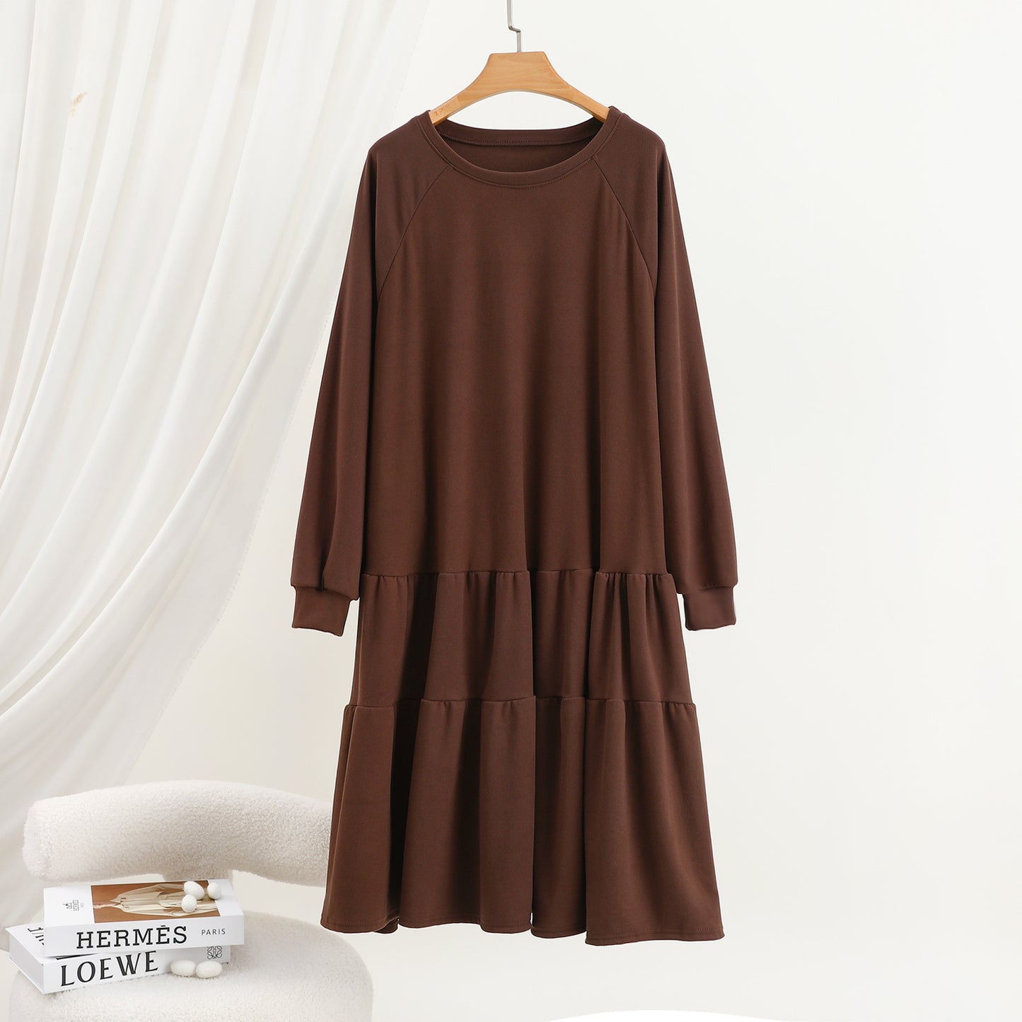 A long-sleeved dress