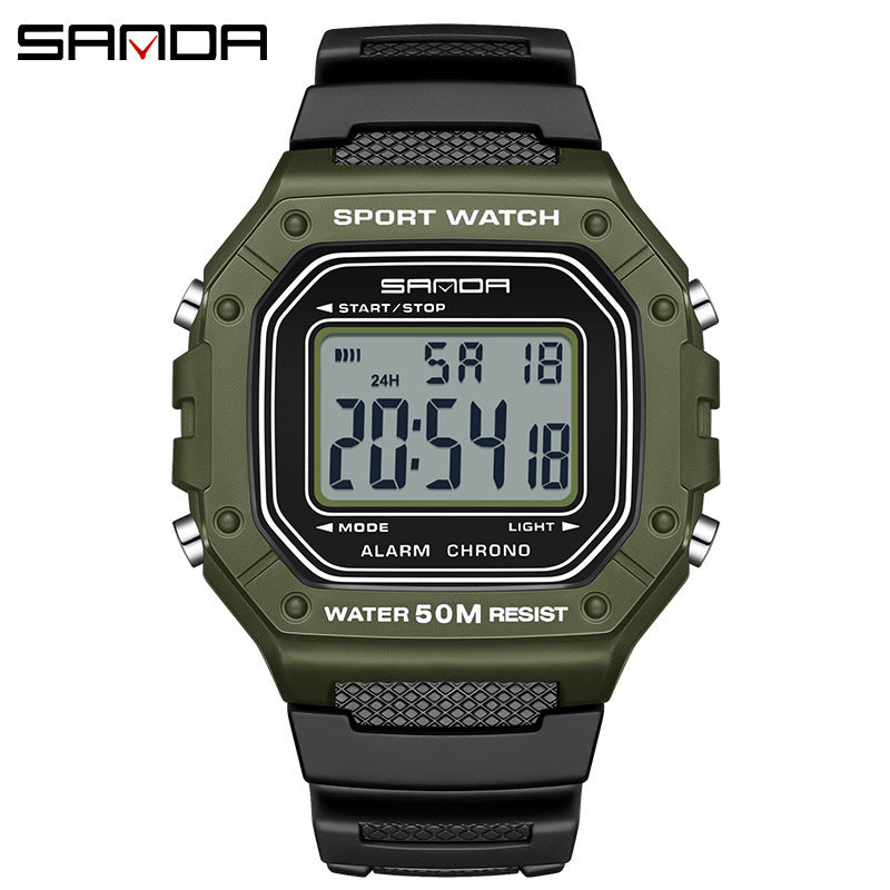 A fashionable small square electronic watch male and female students Korean version simple multi-function luminous waterproof watch factory wholesale
