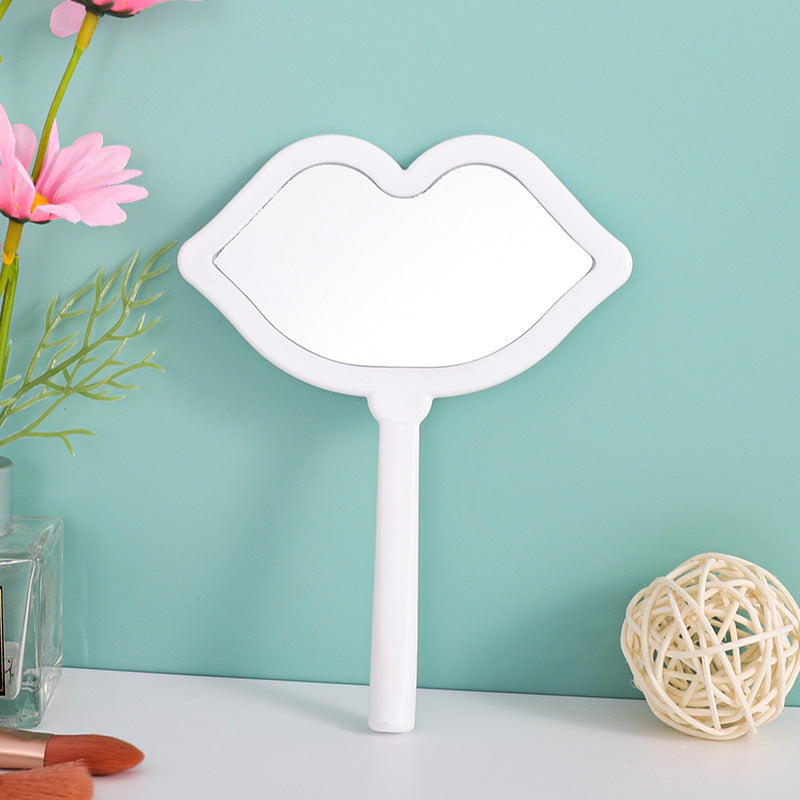 A new lip handheld makeup mirror can be printed LOGO handle mirror high definition portable makeup mirror DIY mini mirror - Mixbatch