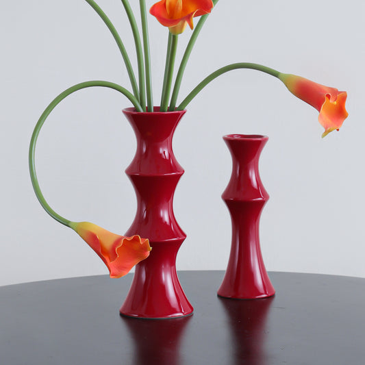 A new retro ceramic vase, high-end ornament ins wind New Year's red medieval high-value hydroponic vase