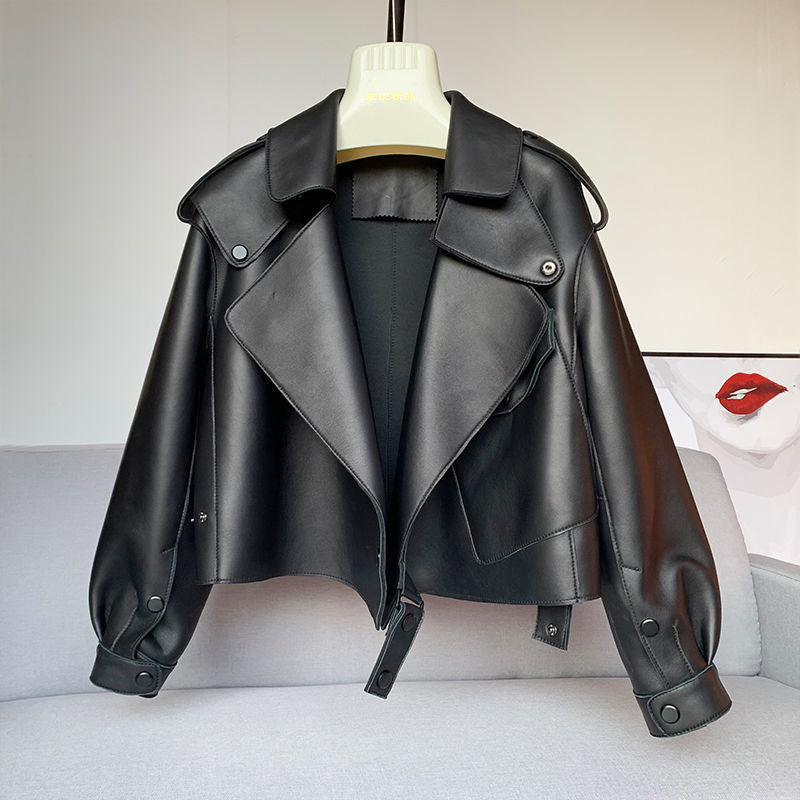 A sheepskin women's leather jacket