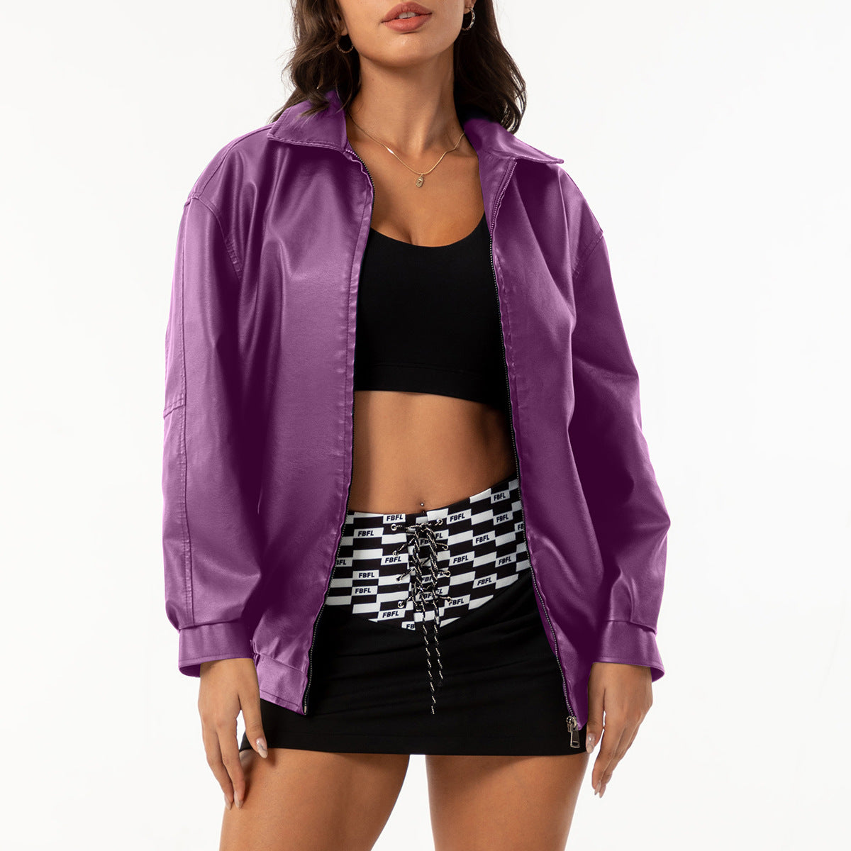 A women's leather jacket