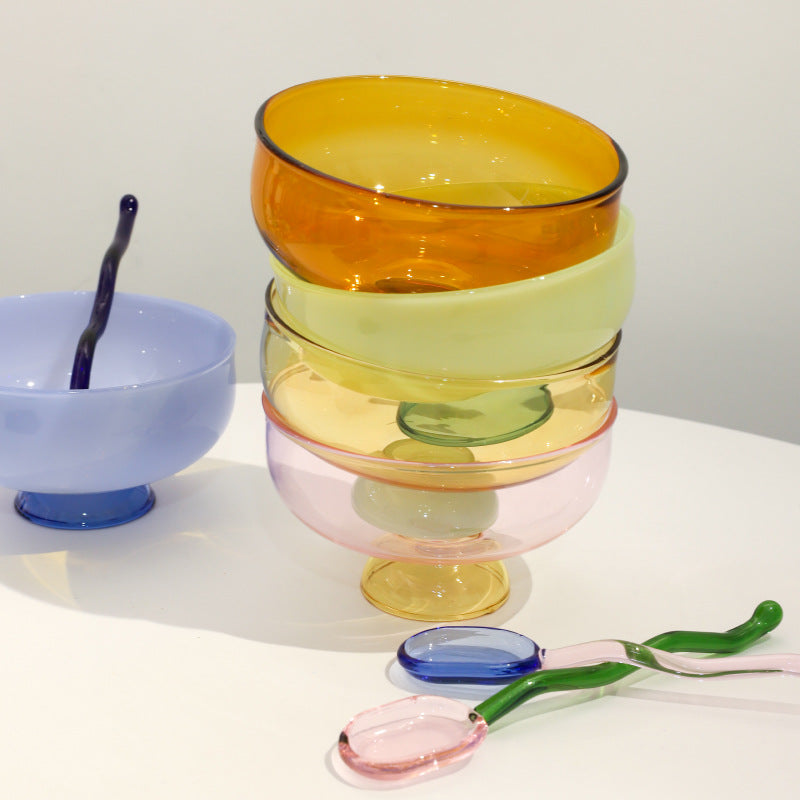 A Household heat-resistant transparent glass bowl, baked egg-beating instant noodle salad bowl, thickened large-capacity Japanese noodle poon soup bowl
