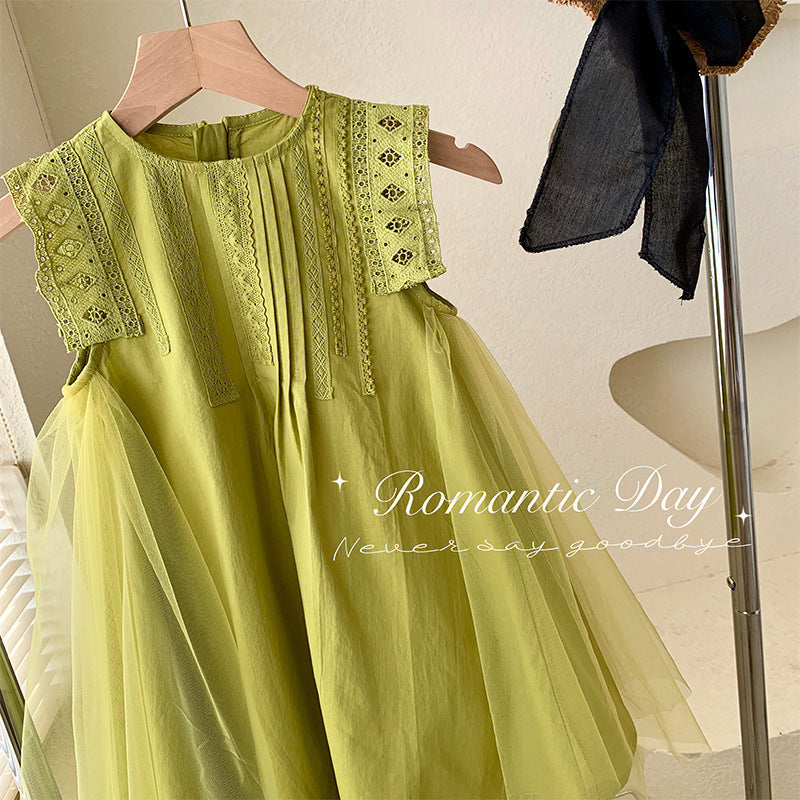 A Korean version of children's clothing girls' dress summer new foreign style medium children's temperament long dress little girl princess dress