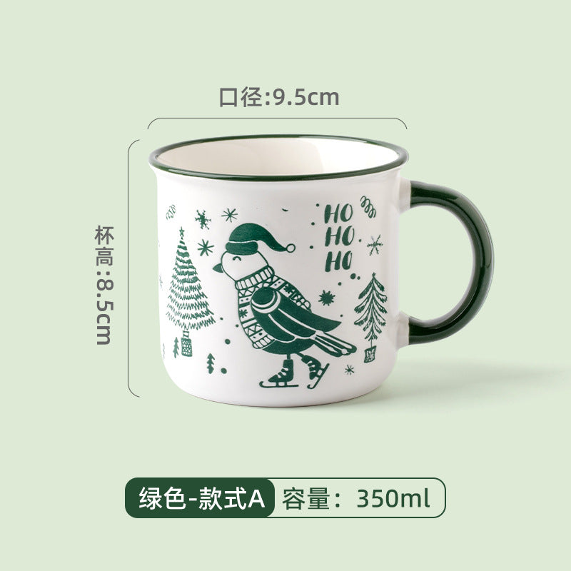 A Christmas mug creative cute cartoon ceramic cup girls coffee cup teacup holiday gift cup