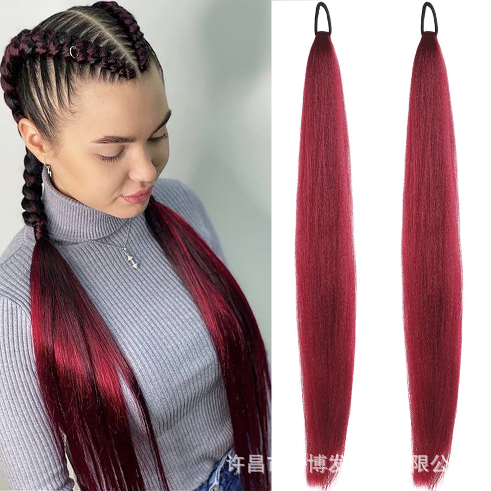 A child girl rubber band ponytail wig box braids colorful elastic rope braids ponytail wig hair extensions braids - Mixbatch